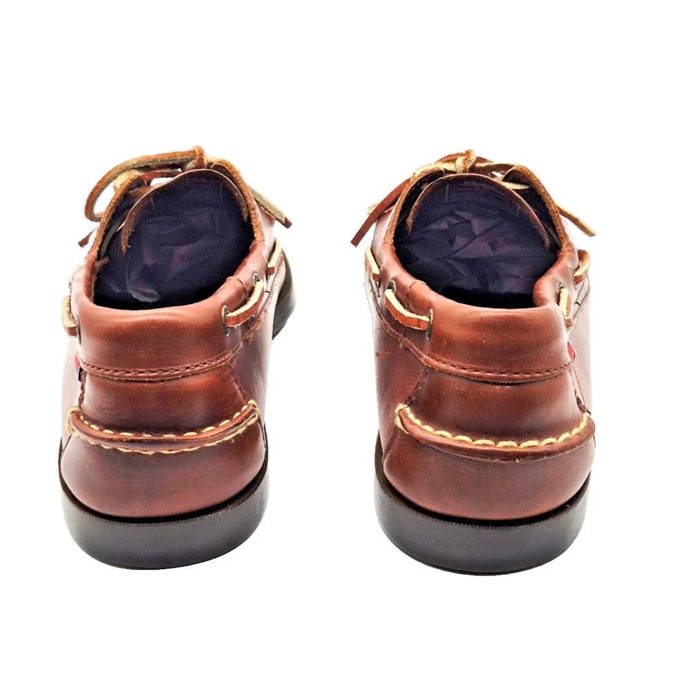 Sebago Docksides Men's Brown Leather Boat Shoes Size 8W 2 Eye Nautical Loafers